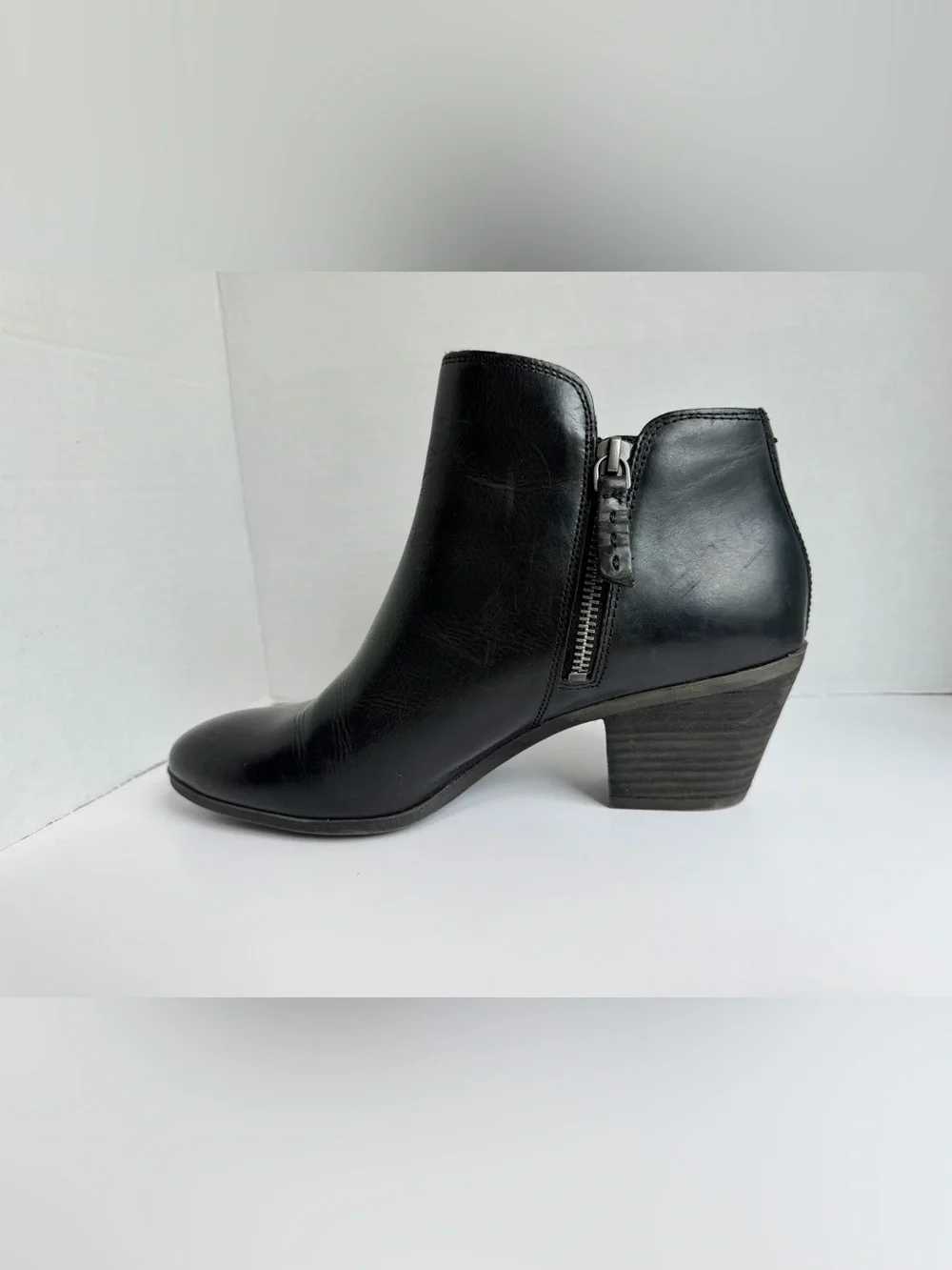 FRYE Judith Leather Ankle Boots Black Booties Block Heel